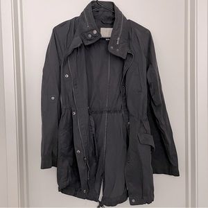 Light gray zipper and button up jacket